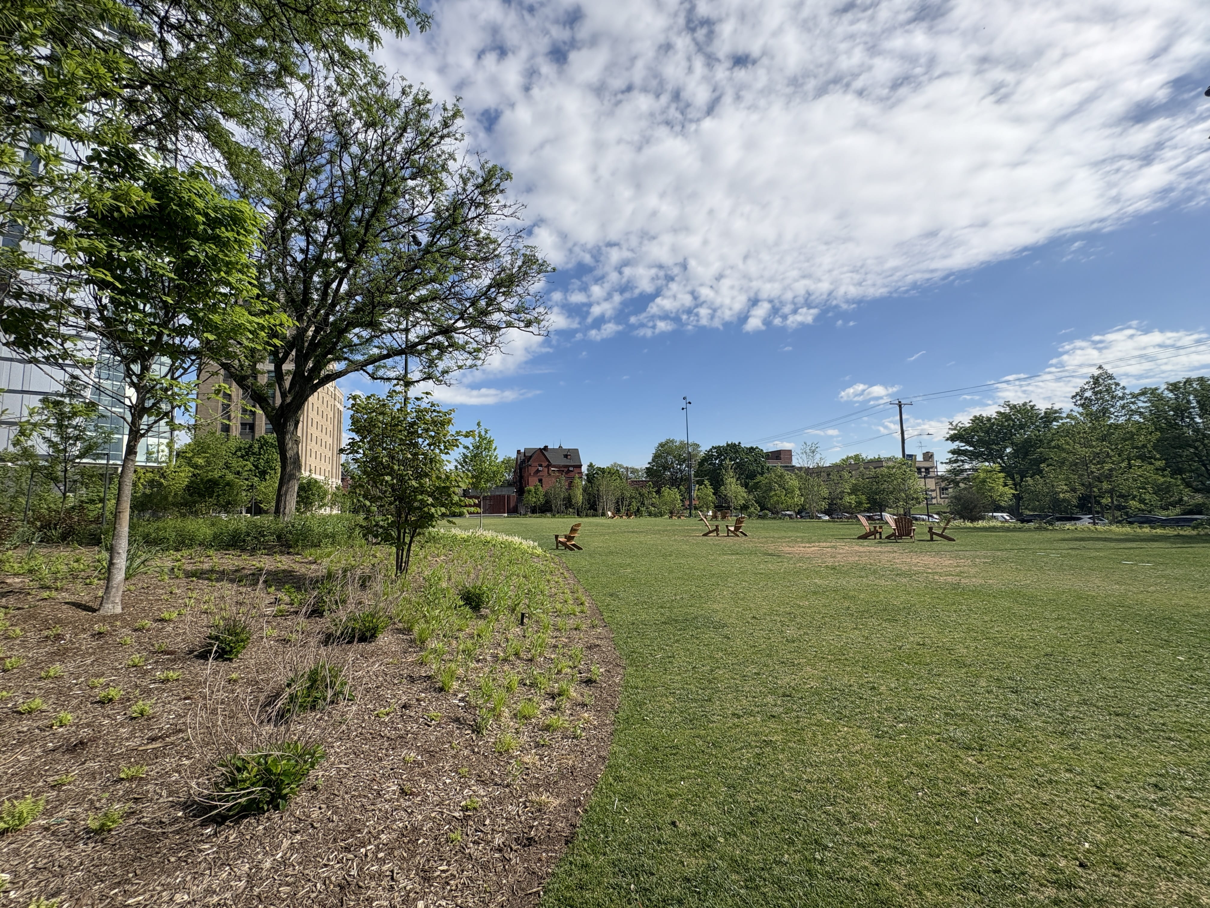 The greenspace on the former Myers Hall site.